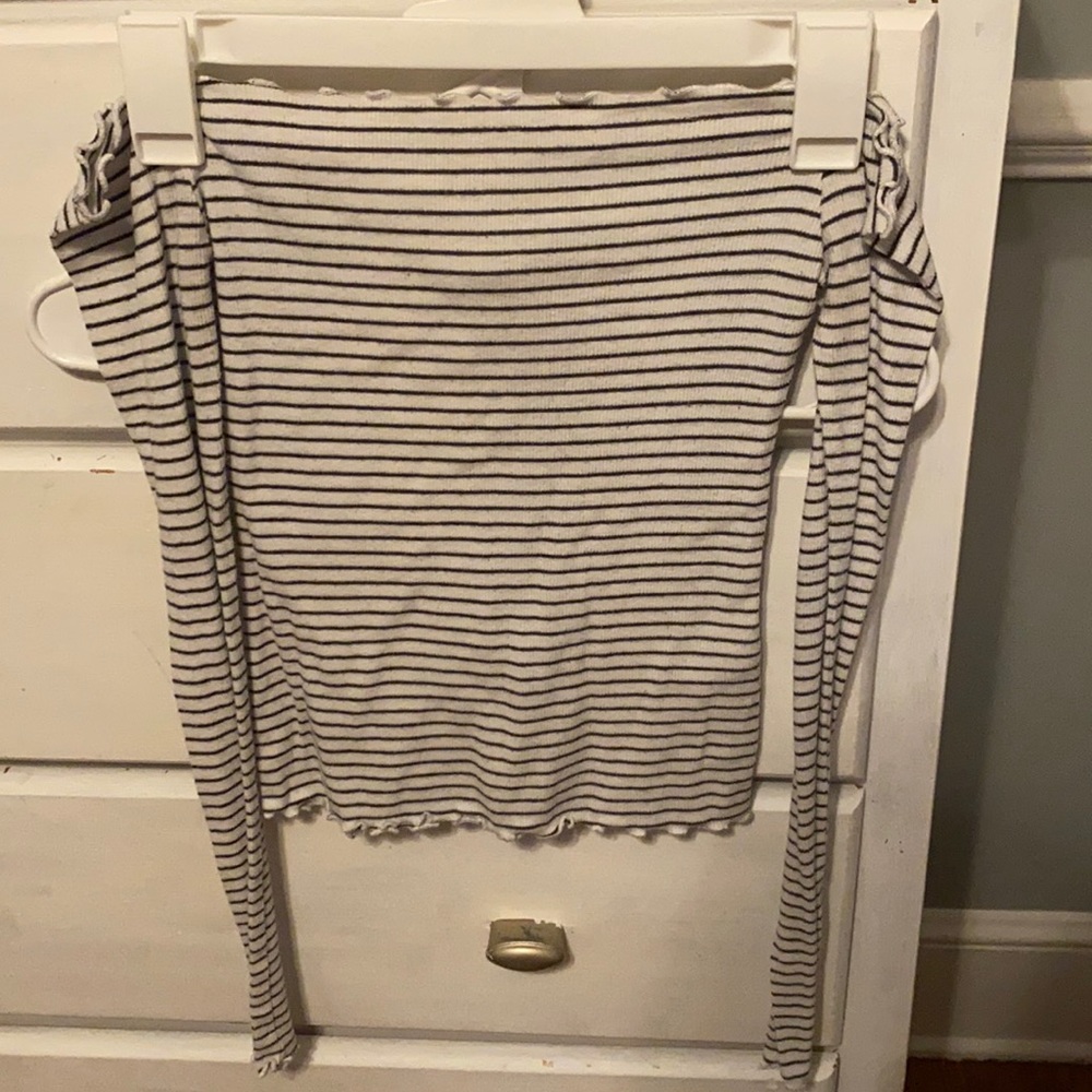 A cropped off the shoulder shirt